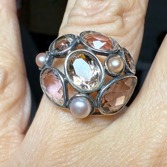 Silpada Silver Ring with Purple and Brown Gemstones - Picture 5 of 5